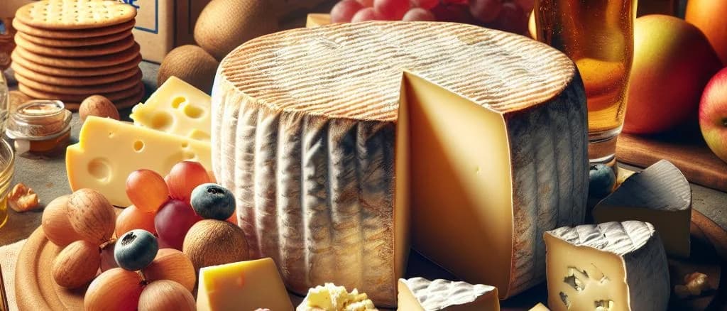 Selection of mountain cheeses with varied textures and packaging