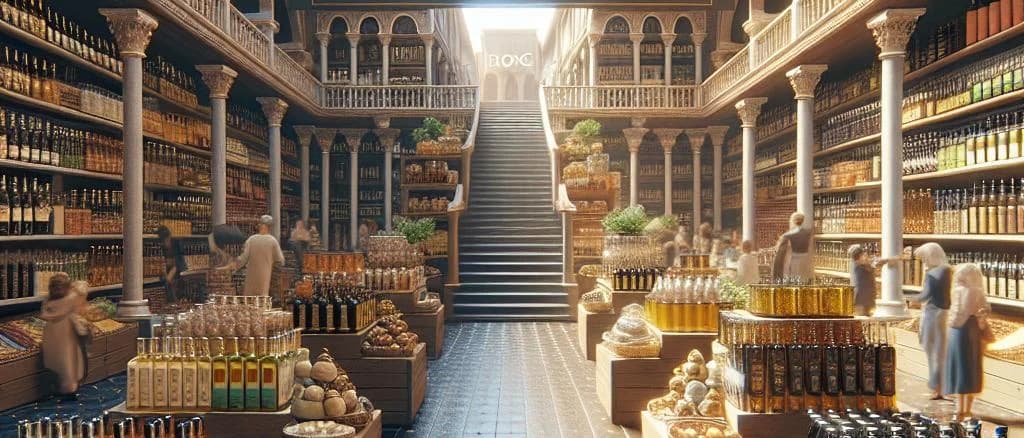 Assorted non-Halal delicacies and products arranged on a modern tabletop