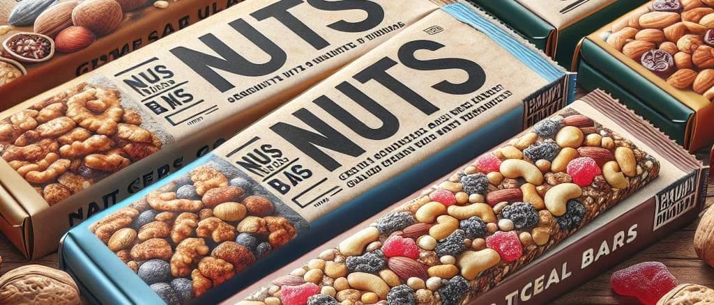 three variations of nuts cereal bars on a wooden table