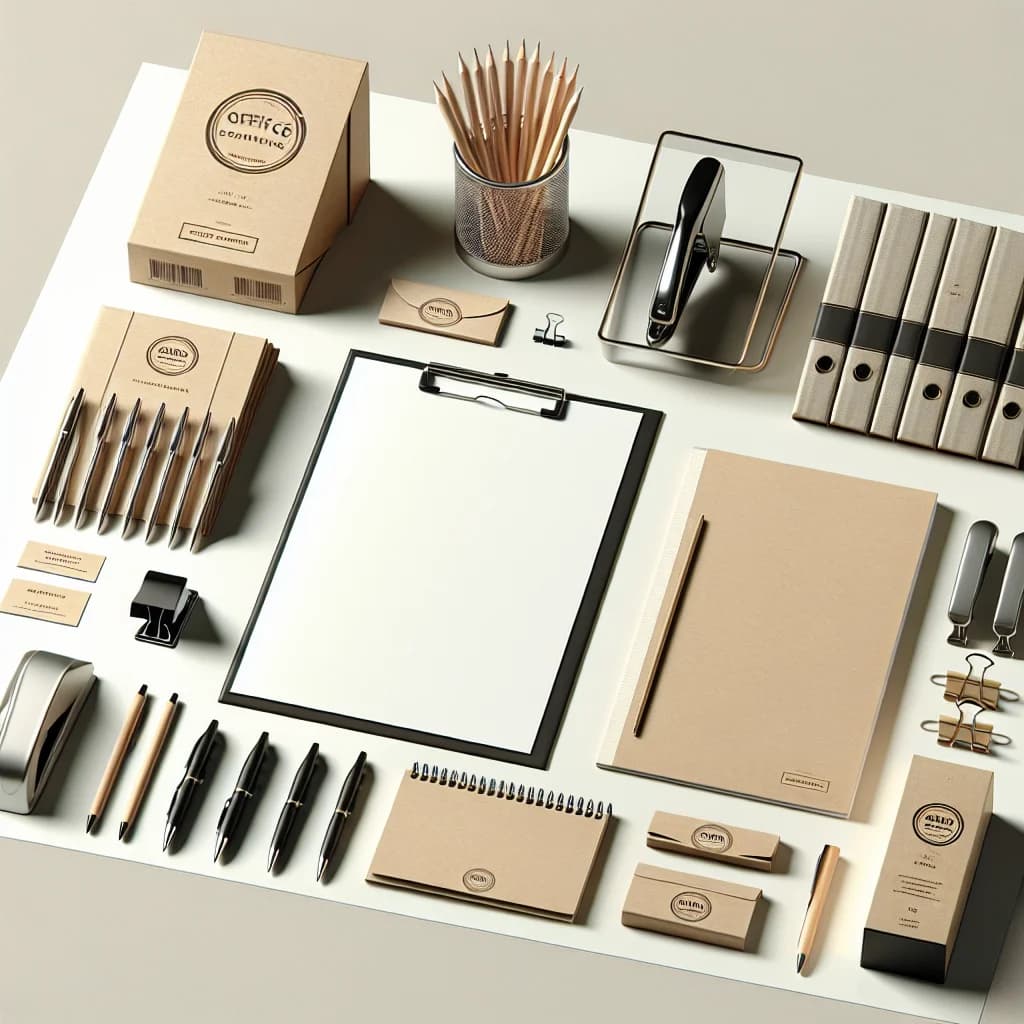 modern-packaging-of-office-supplies-set-on-minimal-background