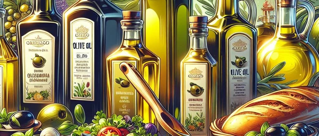 Assorted olive oil mixes in elegant glass and tin packaging