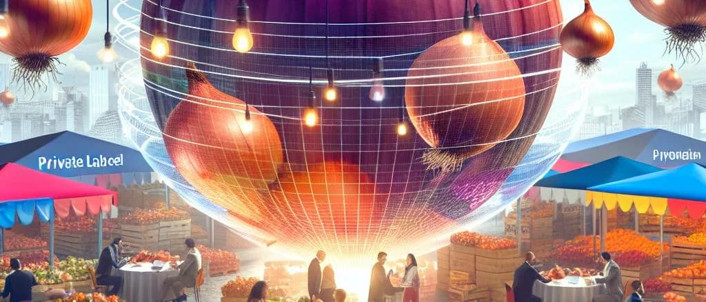 Various types of onions on wooden kitchen table with rustic background