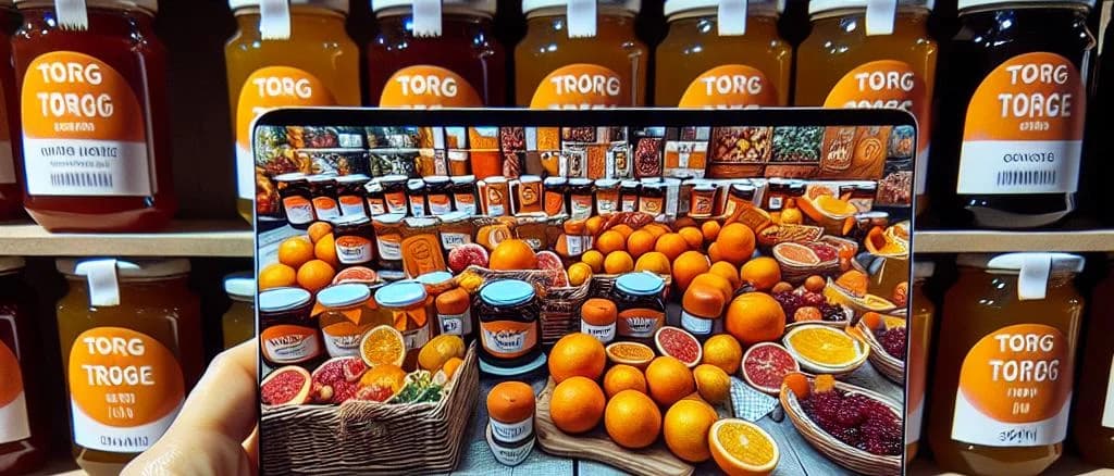variety of orange jam jars with assorted labels on white background