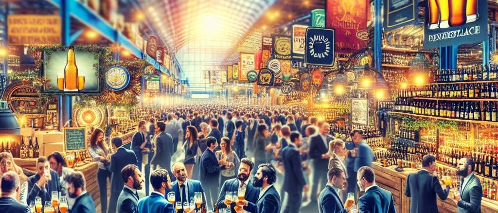 Organic beers with diverse packaging on wooden background