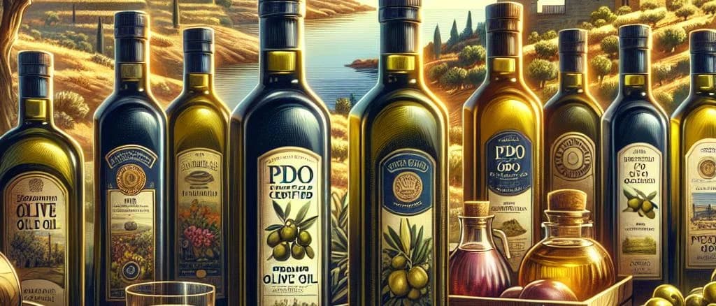 variety of PDO-certified products on minimalistic background