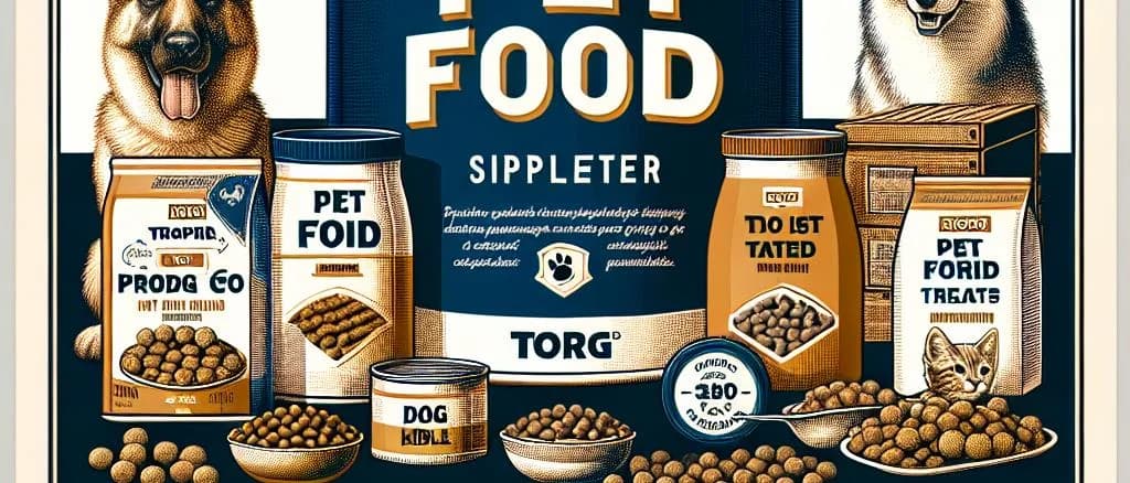 assorted pet food products in diverse packaging and styles