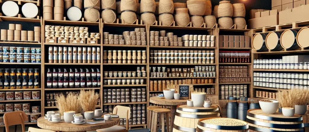 Varieties of plain porridge in different packaging with natural grain elements