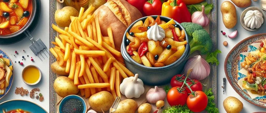 variety of potato dishes with diverse packaging