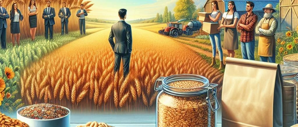 Packaged puffed spelt with different variations in vibrant backgrounds