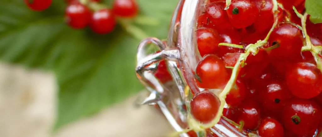 Variety of redcurrants jelly bottles on natural wooden background