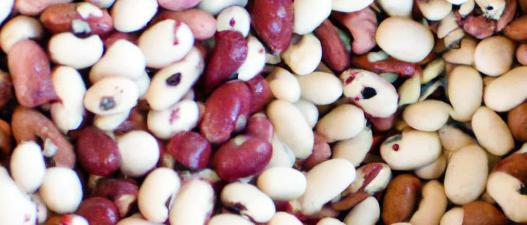 Various rice beans in different packaging on a wooden table background