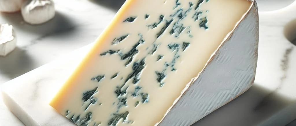 assortment of Roquefort cheese varieties on wooden boards