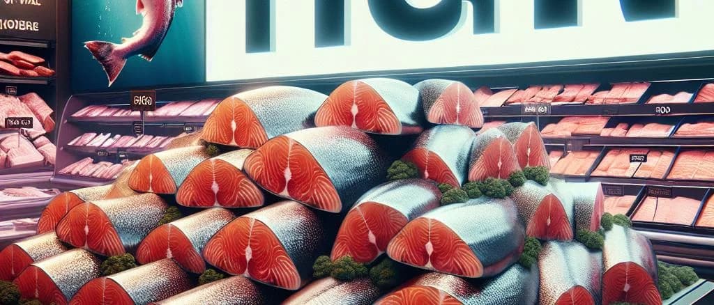 Variety of packaged salmon fillets displayed with customizable packaging options