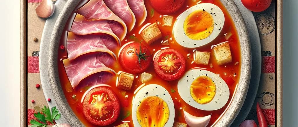 Various jarred Salmorejo options on a rustic kitchen background