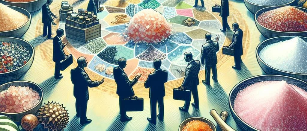 Variety of salt packaging options in minimalist setup