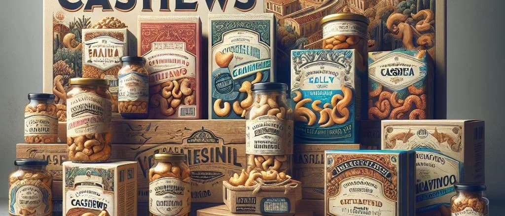 Assorted salted cashew nuts on a wooden background