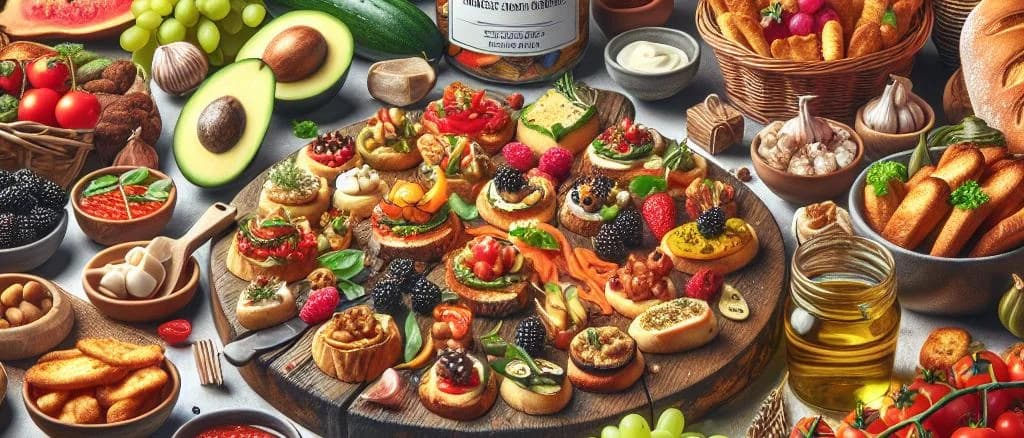 Assorted gourmet snack pack with diverse packaging and designs