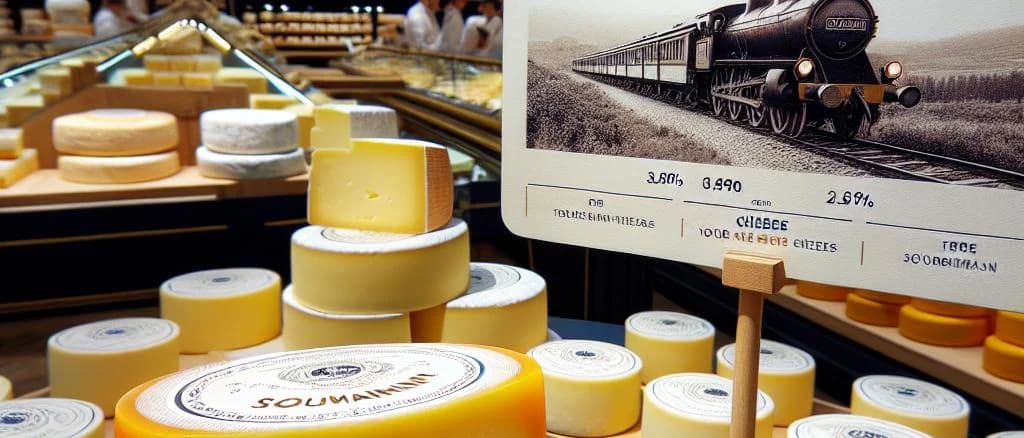 selection of Soumaintrain cheese in varying packaging and backgrounds