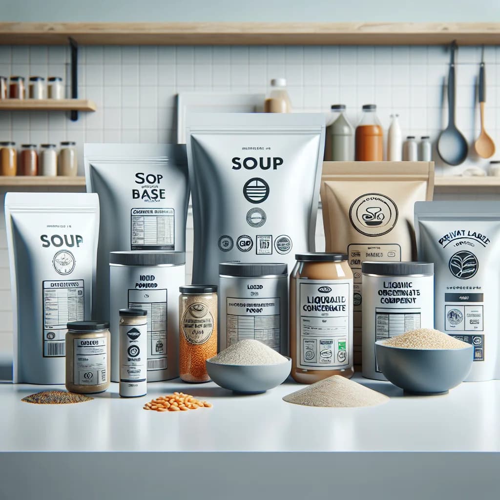 variety of soup bases in bulk packaging for wholesale and B2B sourcing