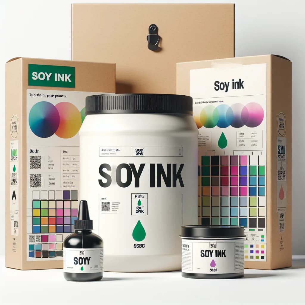 soy ink packaging variations on clean background