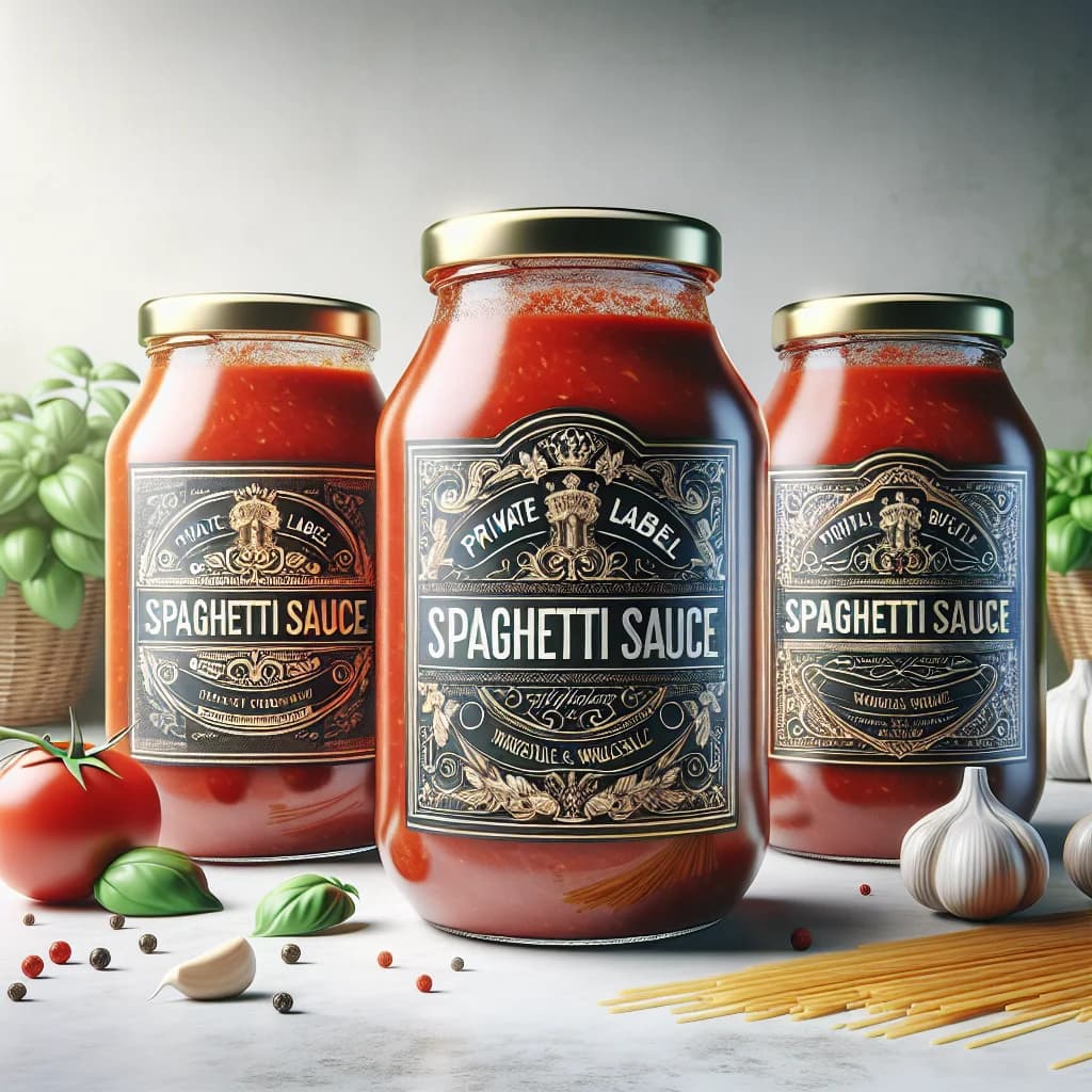 assortment of spaghetti sauce jars with different packaging types on a clean kitchen counter