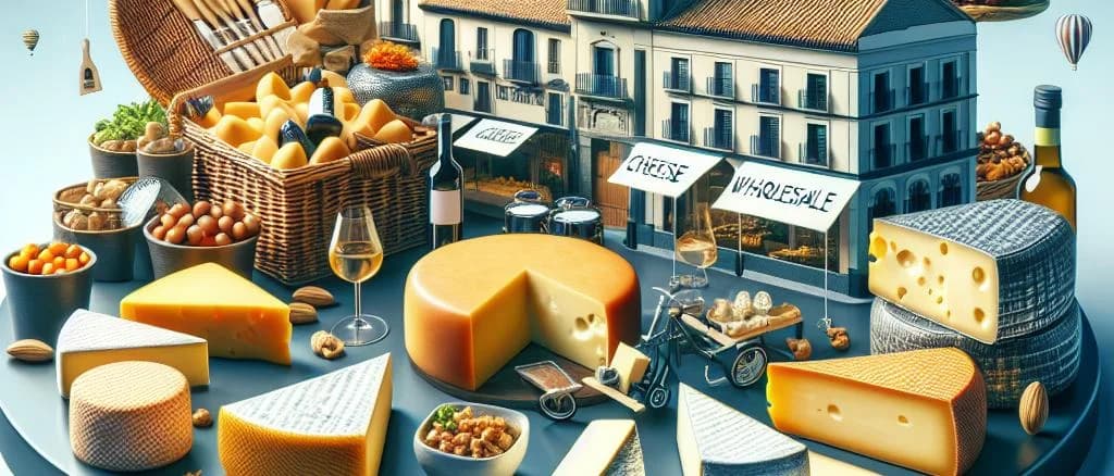 Spanish cheeses assortment with varied textures and packaging