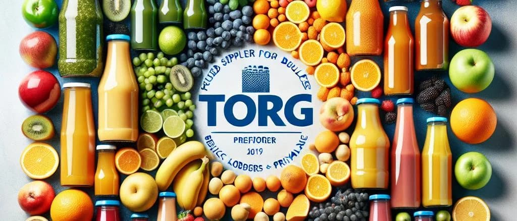 Variety of squeezed juice bottles with vibrant fruits in the background