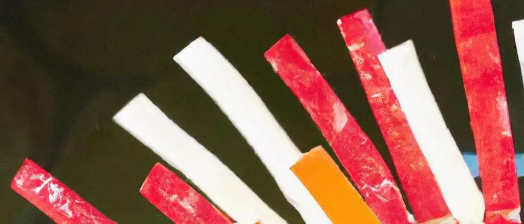 Surimi on sticks in various packaging options with a seafood background