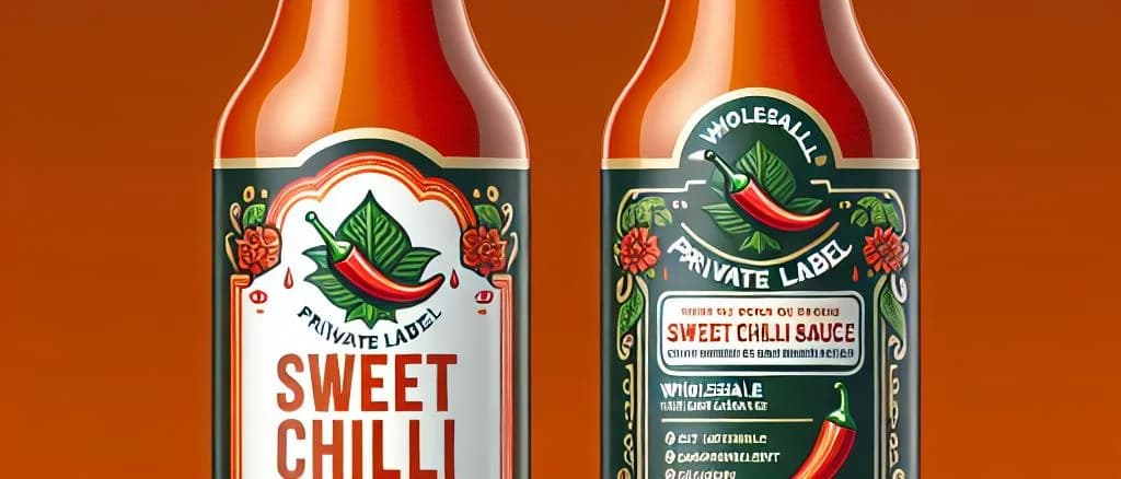 three variations of sweet chilli sauce bottles on rustic wooden background