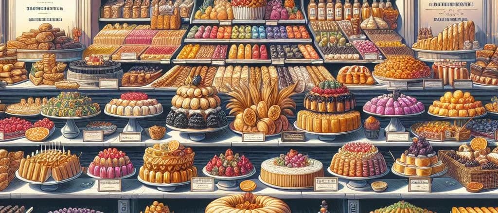 assorted sweet snacks with vibrant packaging in a colorful display