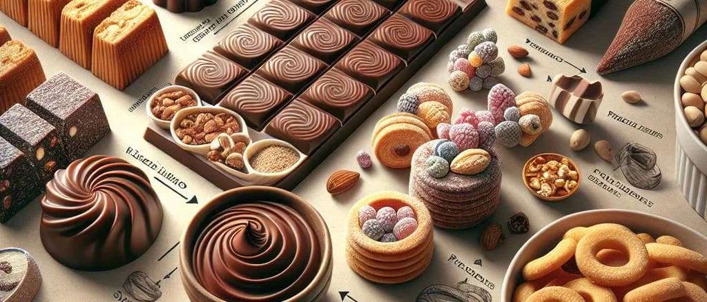 Various sweet products in diverse packaging with custom label options