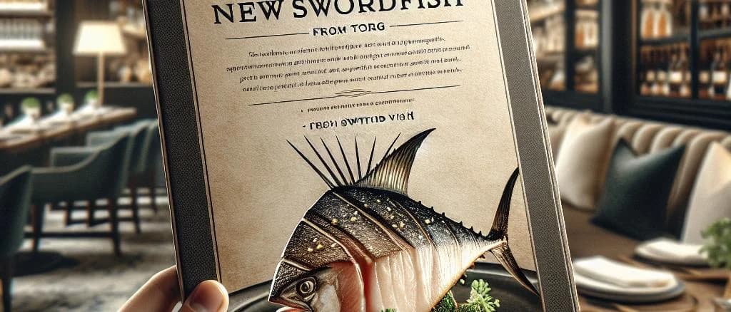 swordfish products on display with varied packaging