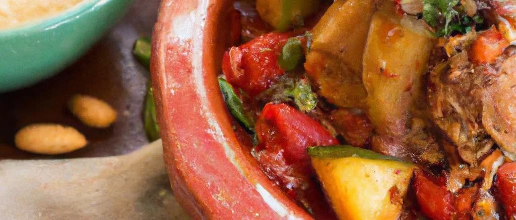Traditional Moroccan tajine dishes with vibrant spices and cooked vegetables