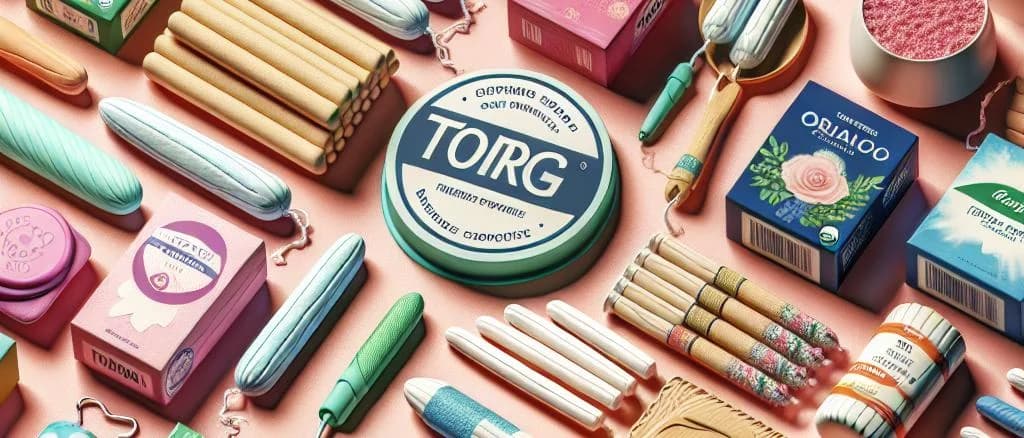 Various tampon products with different packaging designs on a neutral background