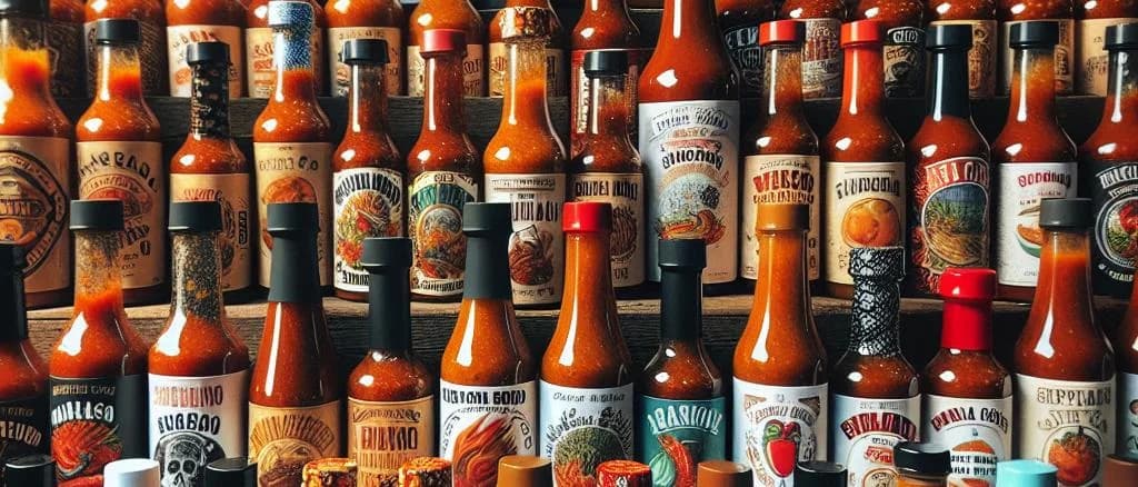 Variety of tartar sauce jars with different packaging styles on a wooden surface