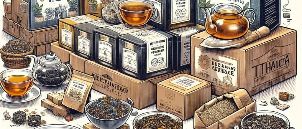 Assorted tea bags variations with diverse packaging styles on a neutral background