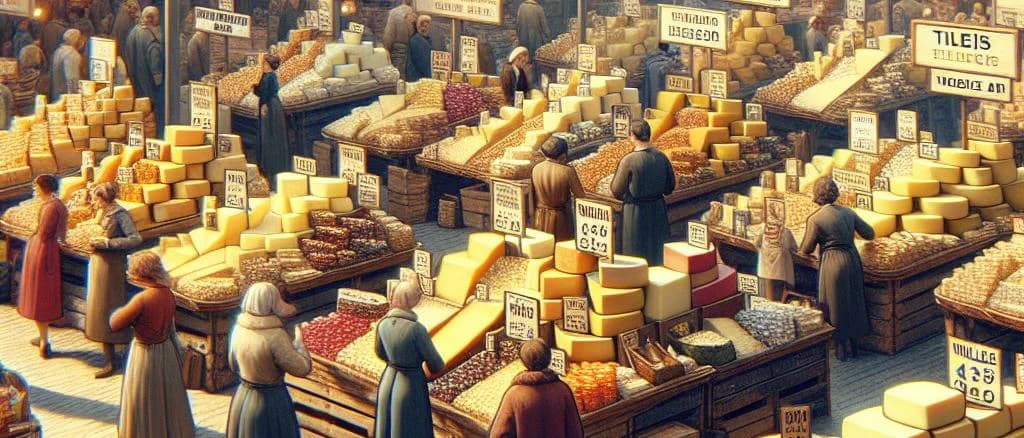 Tilsit cheese variations with diverse packaging on a neutral background