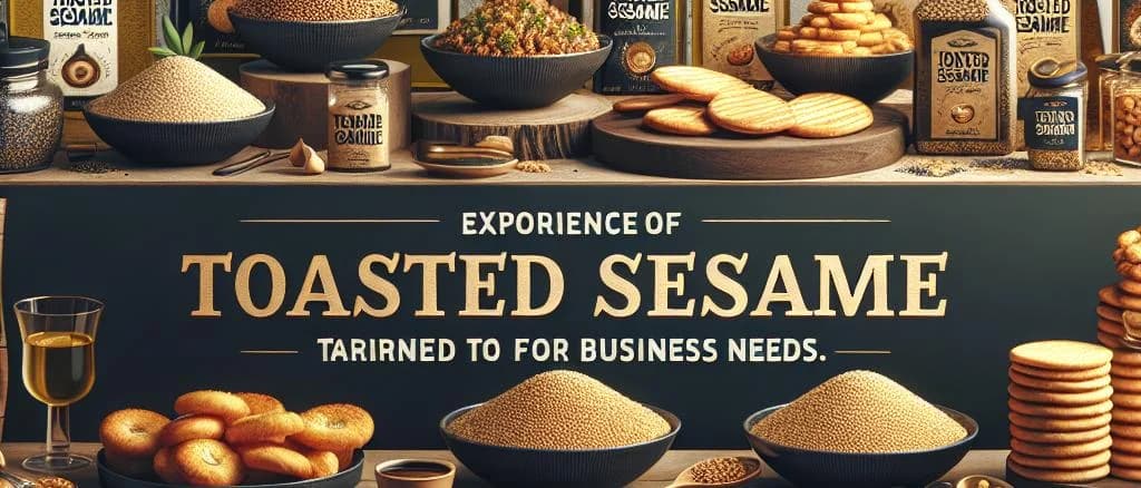 varieties of toasted sesame in different packaging on a neutral background