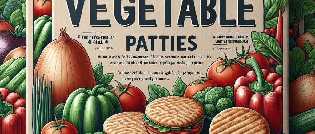 Variety of vegetable patties on wooden cutting board with green herb garnish