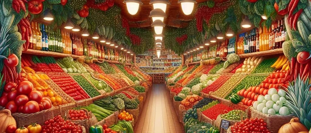 assorted fresh vegetables with various packaging on wooden background