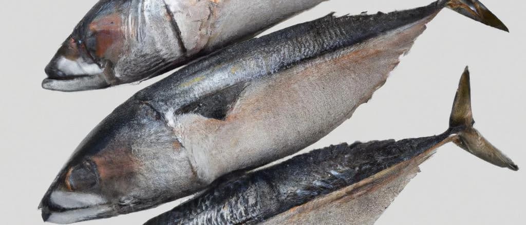 Assorted whole tunas on display with sustainable packaging