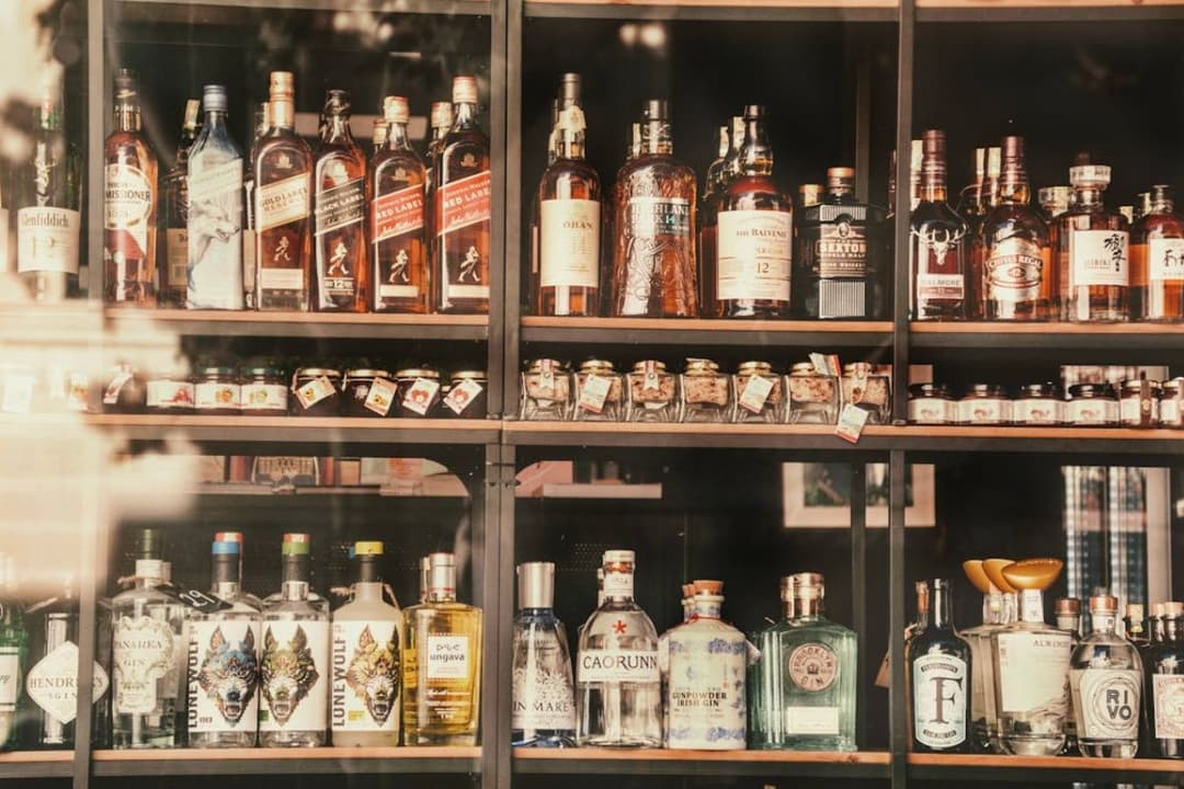 Alcohol Bottles on the Shelf