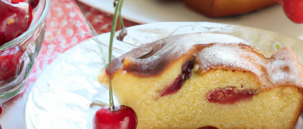 Basque Cake with Cherries variations on rustic wooden background