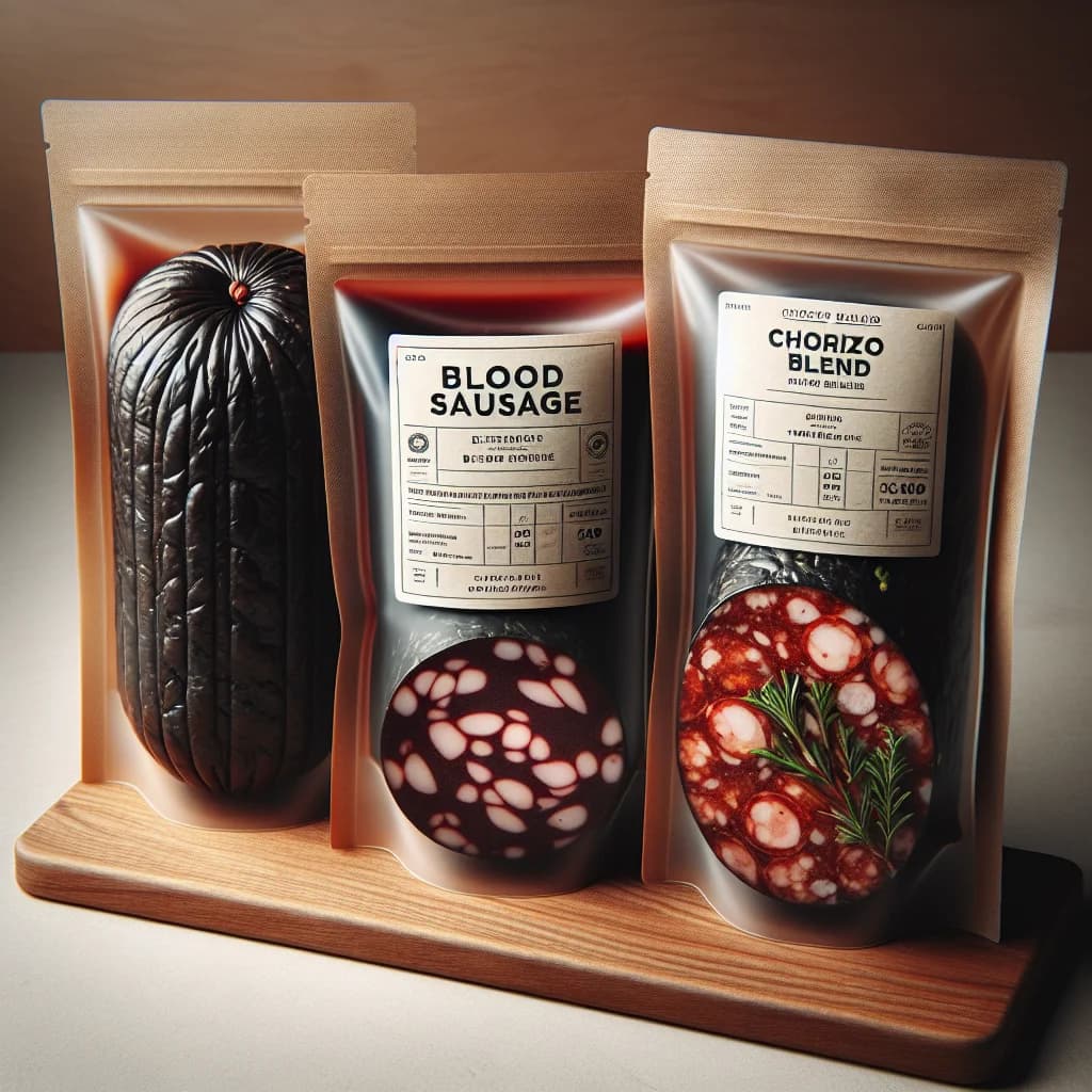 Blood Sausage Terrines in assorted packaging options with clean background