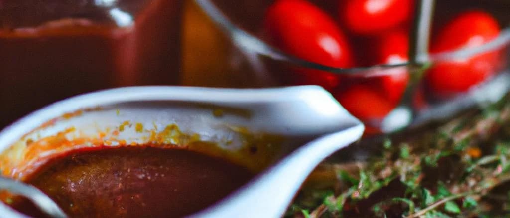 variety of burgundy-style sauces on a rustic wooden table