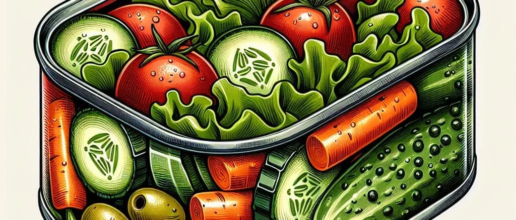 Canned prepared salads with various packaging options on a neutral background