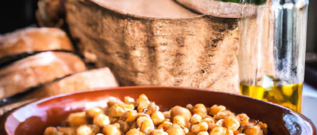 Castellano chickpeas in various packaging on wooden table