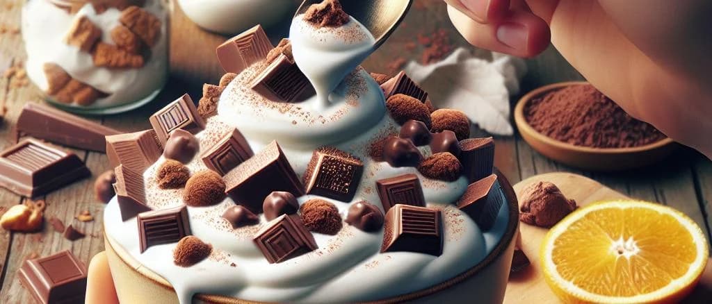 Assortment of Chocolate Chunks Yogurt with various toppings