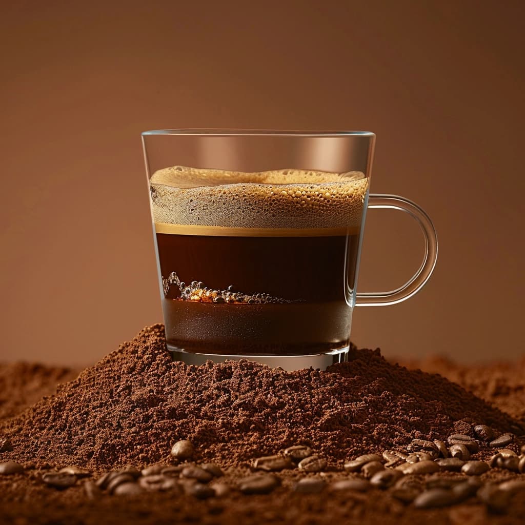 Assorted coffee bean varieties and packaging options on a rustic wooden background