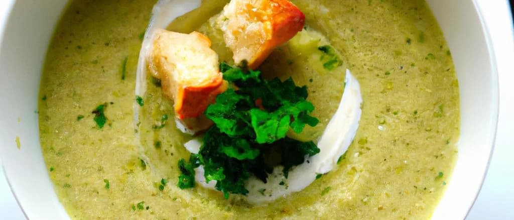 Two variations of cream of leek soup in different packaging on a wooden table
